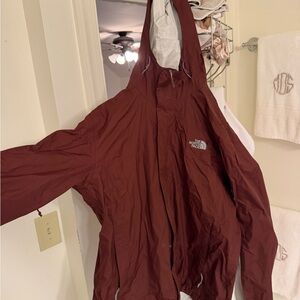 The North Face Maroon Hooded Rain Jacket - XL